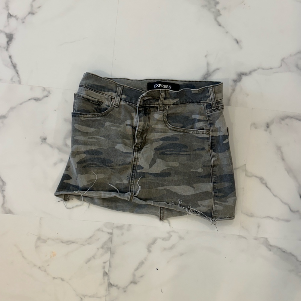 Express Camo Denim Skirt